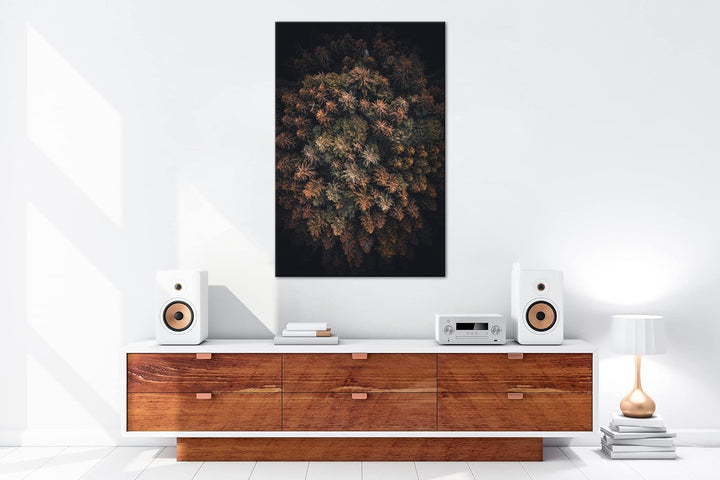 deyoli sagenhafter Wald von oben Format: 120x80 cm als Leinwandbild, Motiv fertig gerahmt auf Echtho