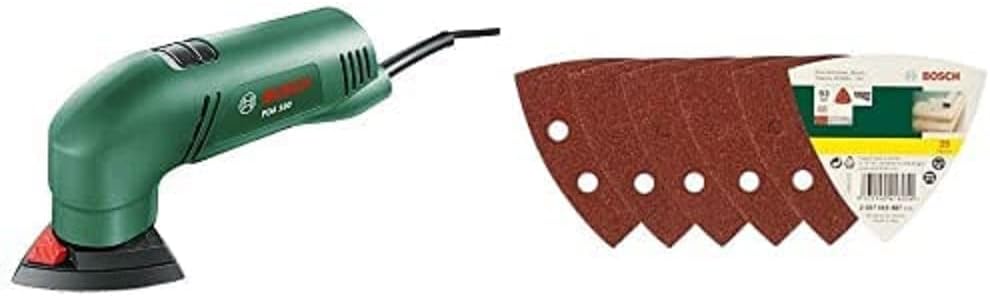 Bosch Deltaschleifer PDA 180 (im Karton) + 25tlg. Schleifblatt-Set verschiedene Materialien für Delt