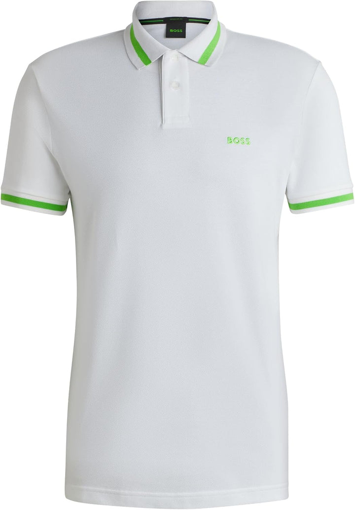 BOSS Herren Pio Polohemd S Weiss 100, S Weiss 100