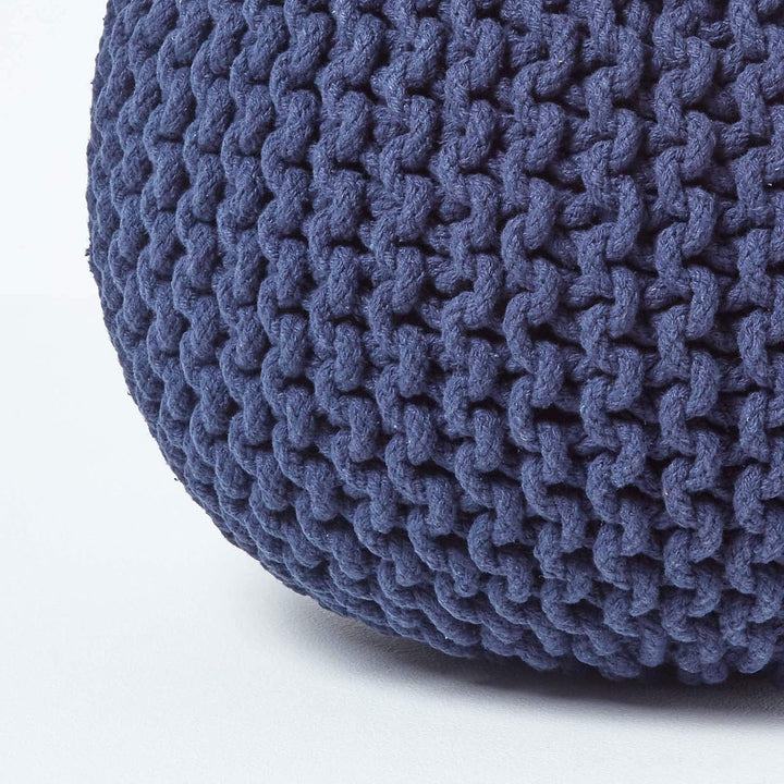 Homescapes Pouf Strickpouf rundes Bodenkissen, Sitzpouf 35 x 40 cm, gepolsterter Sitzhocker, Sitzpuf