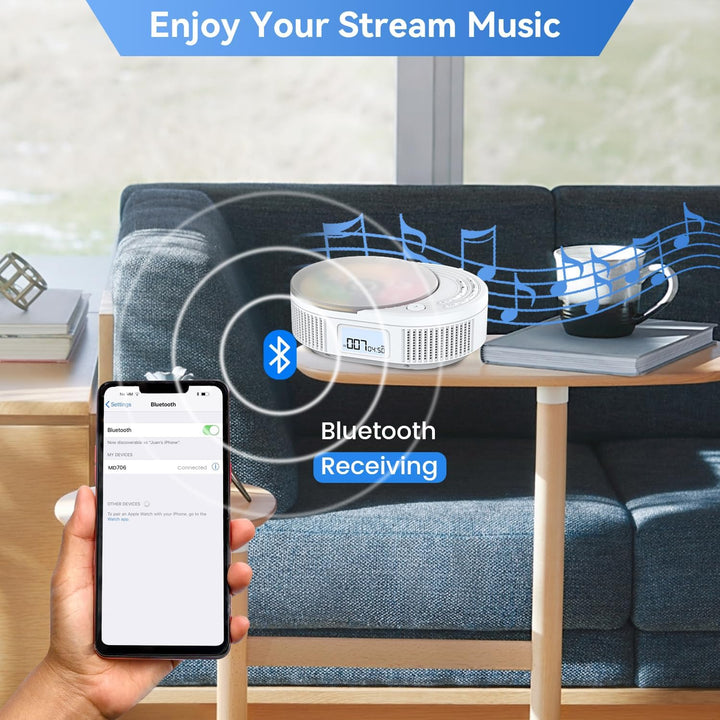 MONODEAL NEU 2024 CD Player Tragbar, CD Player Bluetooth & Radio FM 2 in 1, Wiederaufladbar Tragbare