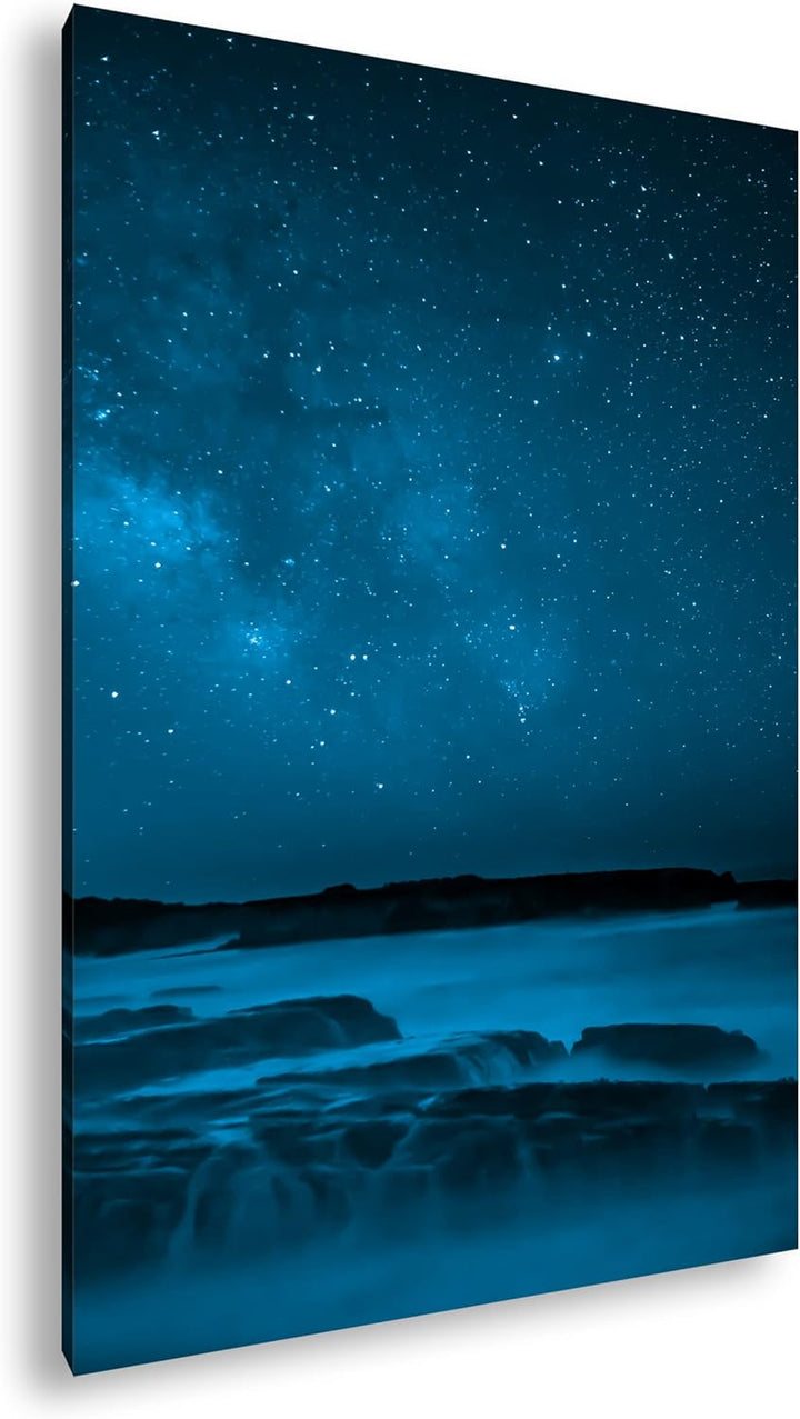 deyoli sagenhafter Sternenhimmel Format 80x60 Effekt: Monocrome Blau als Leinwandbild, Motiv fertig
