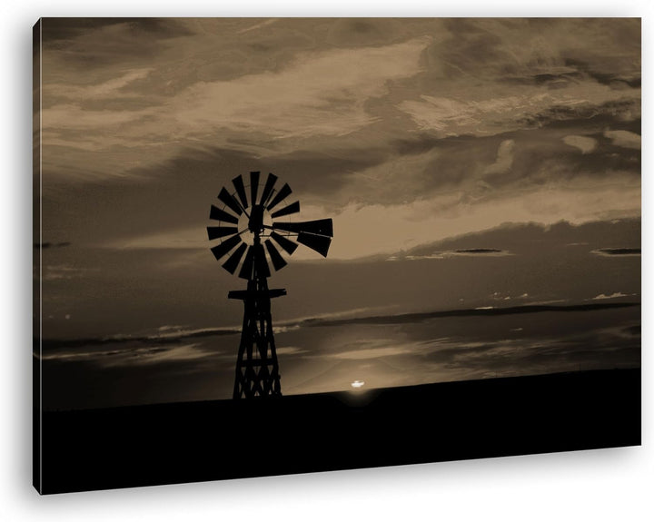 deyoli Windmühle im Abendrot Format: 100x70 Effekt: Sepia als Leinwandbild, Motiv fertig gerahmt auf