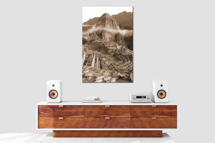deyoli Machu Picchu Inka Stadt Format: 80x60 Effekt: Sepia als Leinwandbild, Motiv fertig gerahmt au