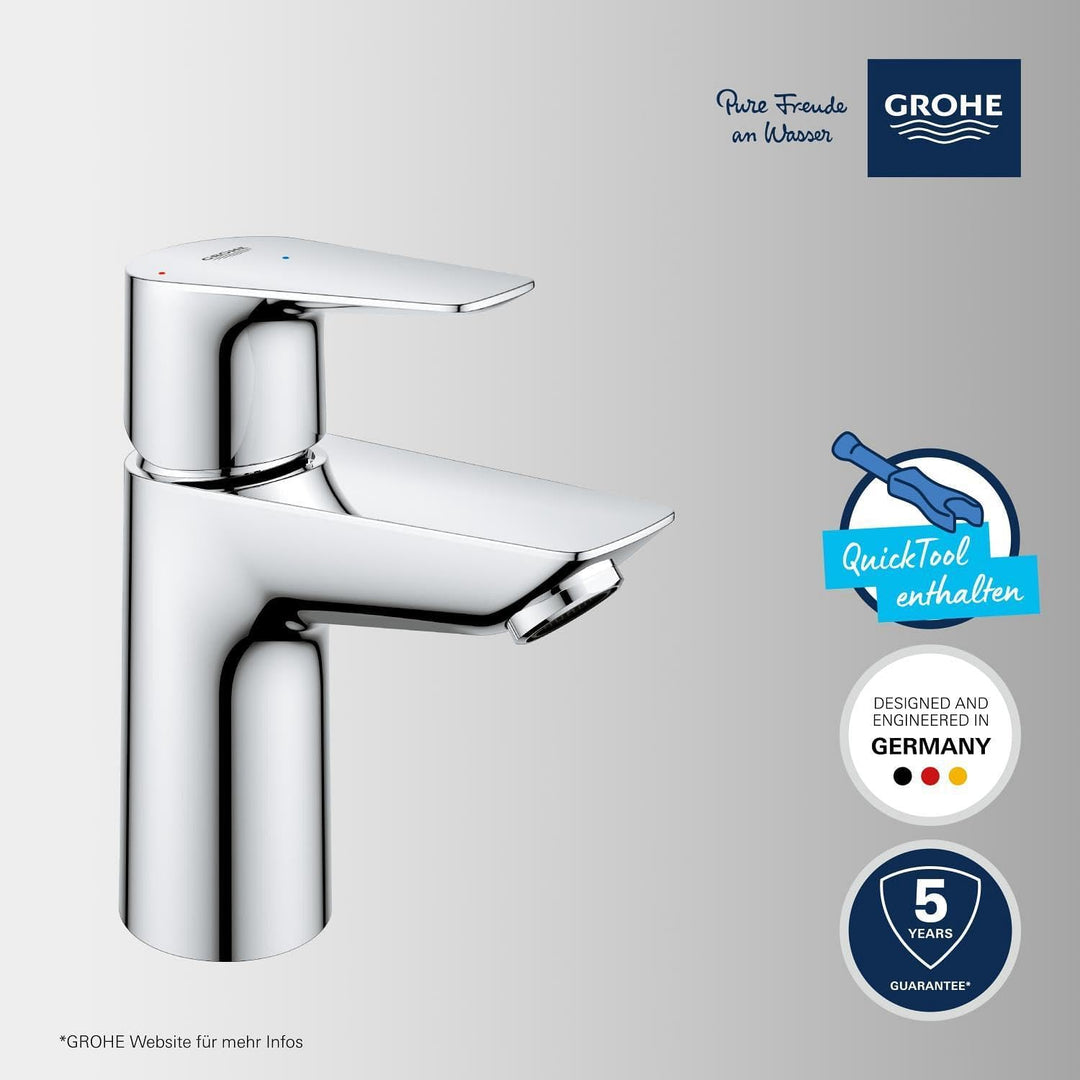 GROHE StartEdge - Einhand-Waschtischarmatur (wassersparend, langlebige Oberfläche, S Size), chrom, 2