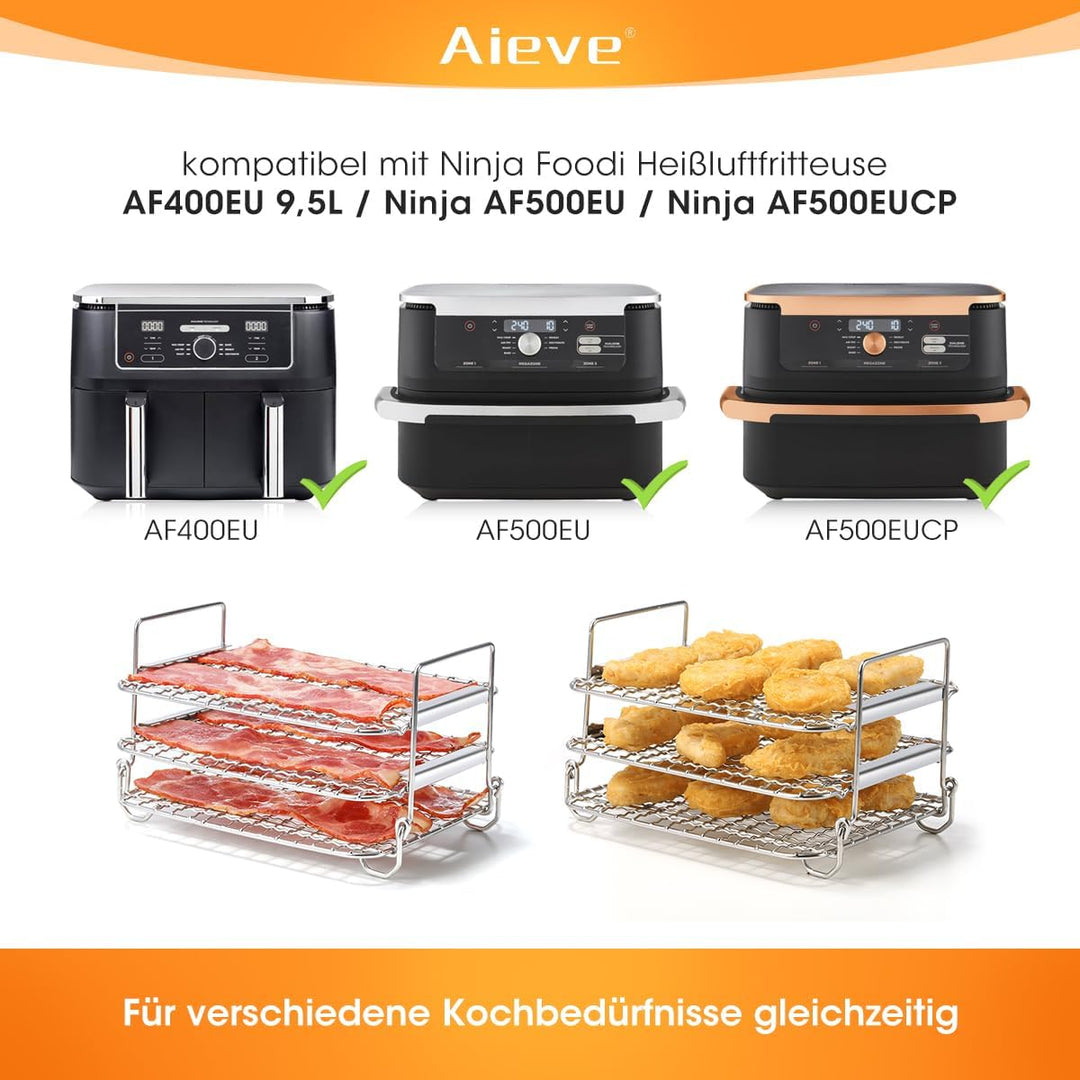 AIEVE Heissluftfritteuse Grillrost kompatibel mit Ninja Foodi Heissluftfritteuse AF400EU 9,5L Multif