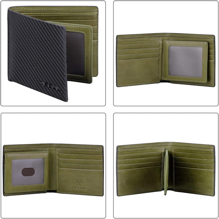 VISOUL Leder Geldbörse Herren mit ID-Fenster & RFID Schutz I Echtleder Geldbeutel für Männer I Porte