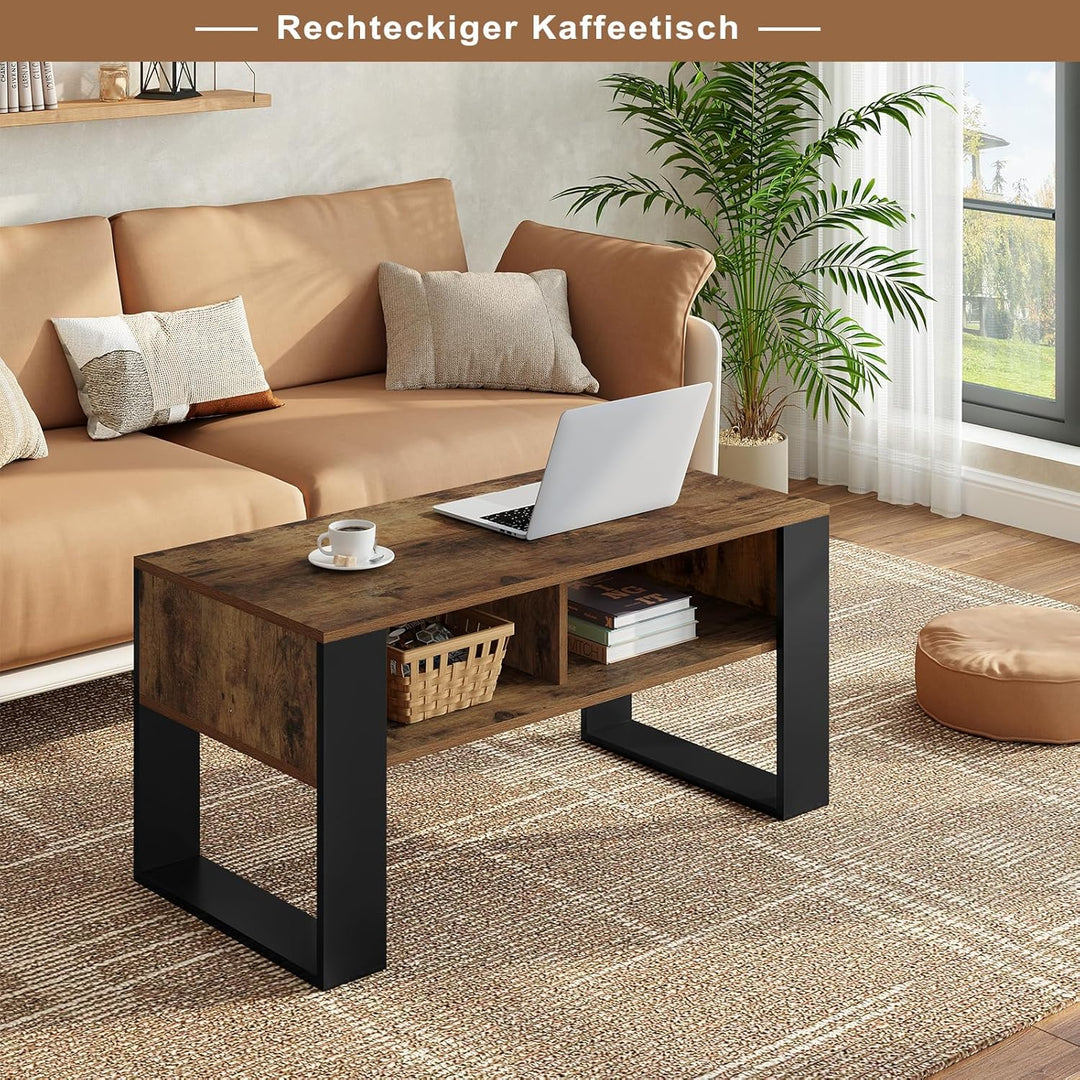 WOLTU Couchtisch mit Stauraum, Beistelltisch fürs Wohnzimmer, Wohnzimmertisch modern, rechteckiger K