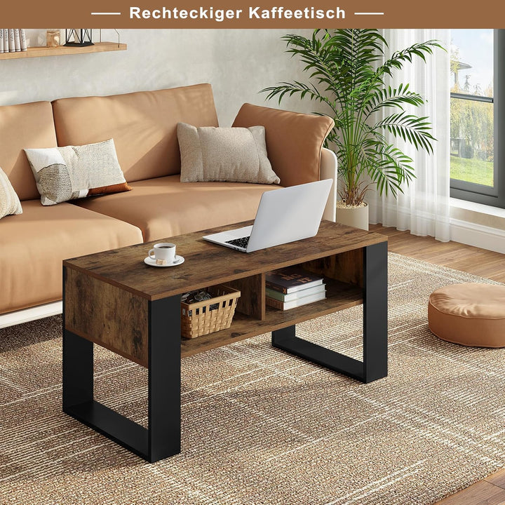 WOLTU Couchtisch mit Stauraum, Beistelltisch fürs Wohnzimmer, Wohnzimmertisch modern, rechteckiger K