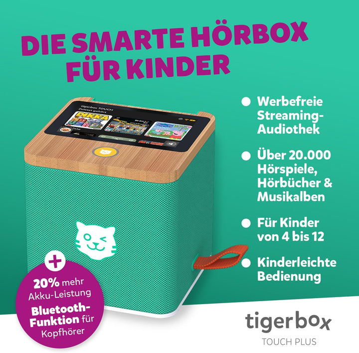 tigermedia tigerbox Touch Plus grün mit extra Langer Akkulaufzeit und Bluetooth Kopfhöreranschluss,