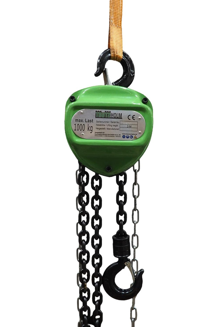 TRUTZHOLM Kettenzug mit Doppelbremse HSC 1000kg Traglast - 3m Hubhöhe Triangel Flaschenzug Seilzug H
