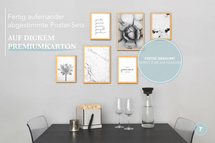 Papierschmiede® Mood Poster Set Unity Schwarz-Weiss, Fertiges Bilder Set mit Rahmen (Holz, Natur), W