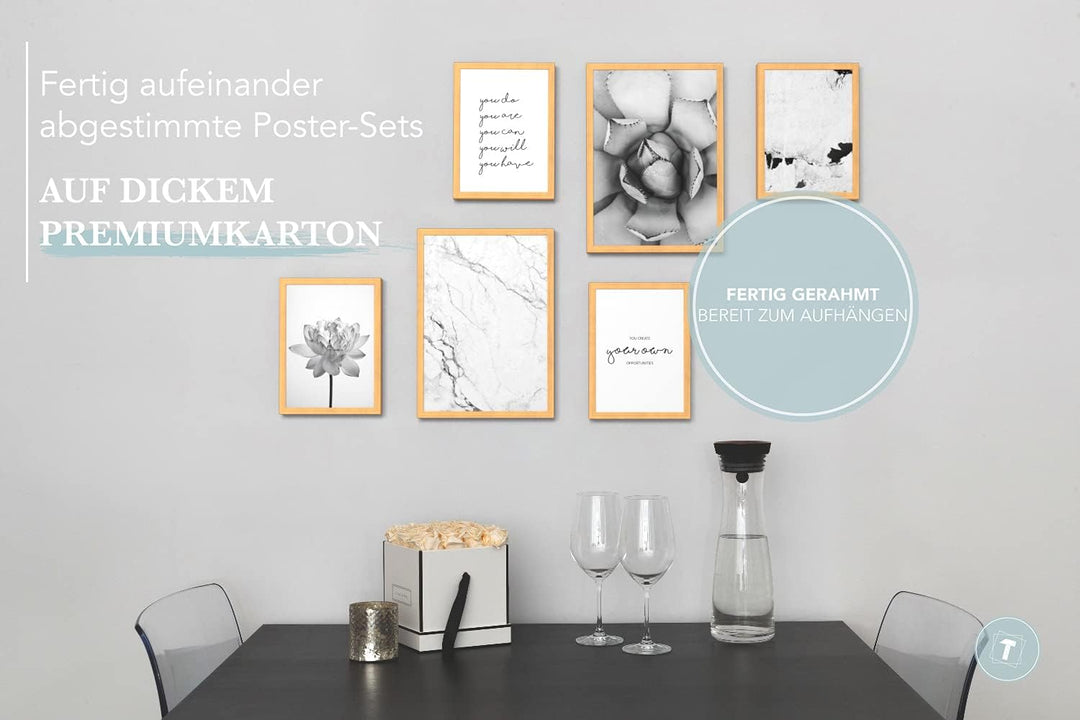Papierschmiede® Mood Poster Set Unity Schwarz-Weiss, Fertiges Bilder Set mit Rahmen (Holz, Natur), W