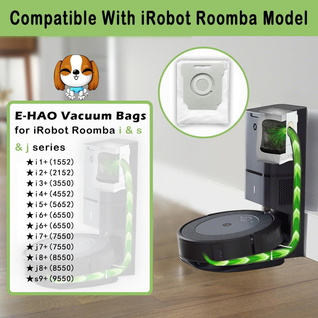 E-HAO 10 Pack Staubsaugerbeutel kompatibel mit iRobot Roomba i, s, j Serien und Roomba Combo i, j Se