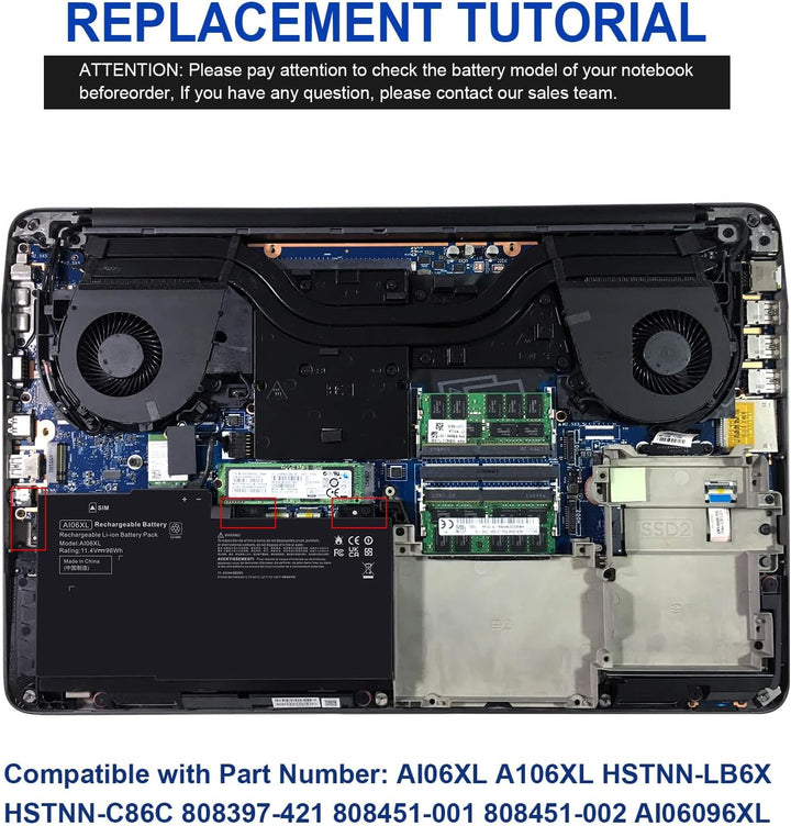 ASUNCELL 96Wh AI06XL Laptop Akku für HSTNN-LB6X HSTNN-C86C 808397-421 808451-001 808451-002 AI06096X
