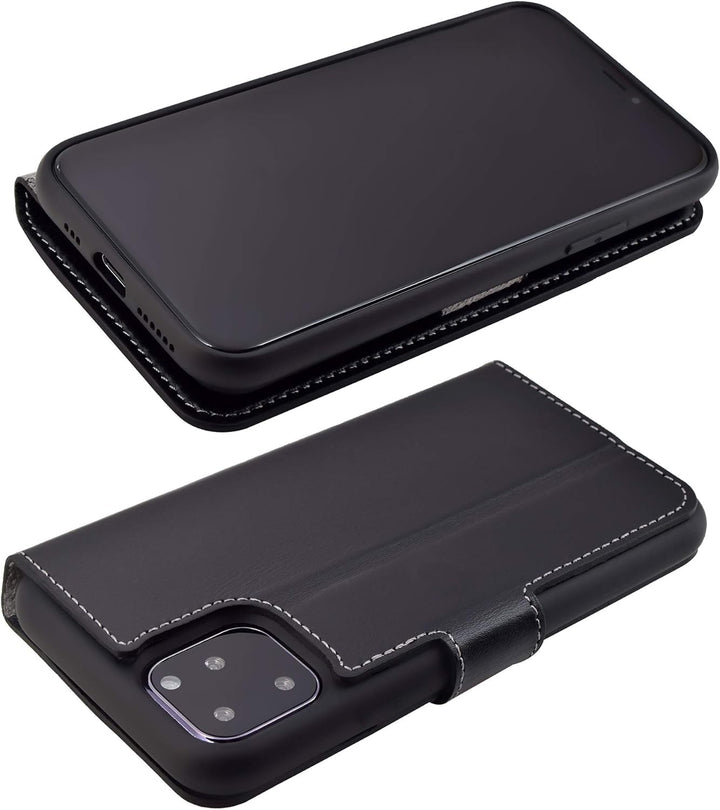 Suncase Book-Style Hülle kompatibel mit iPhone 11 (6.1 Zoll) Leder Tasche (Slim-Fit) Lederhülle Hand
