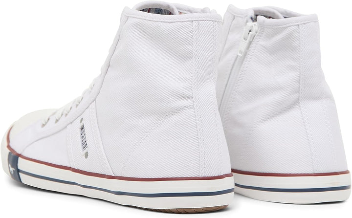 Mustang Herren Canvas High Top Sneaker Schwarz 41 EU Weiss, 41 EU Weiß