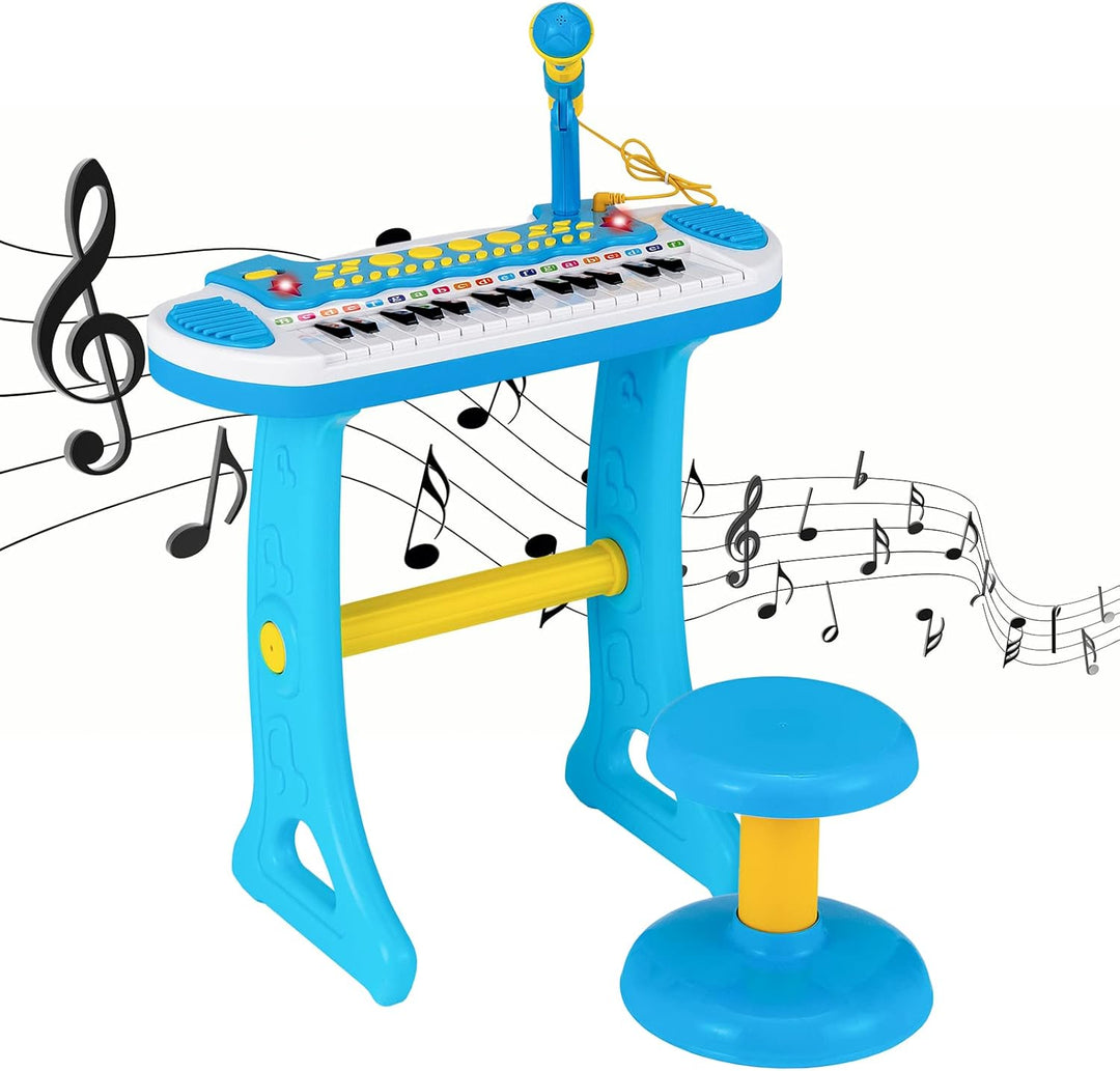 COSTWAY Kinder-Keyboard mit 31 Tasten, tragbares Musikinstrument mit Mehreren Sounds & Lichteffekten