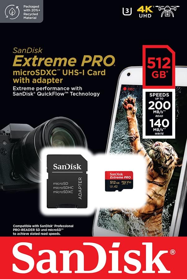 SanDisk Extreme PRO microSDXC UHS-I Speicherkarte 512 GB + Adapter & RescuePRO Deluxe (Für Smartphon