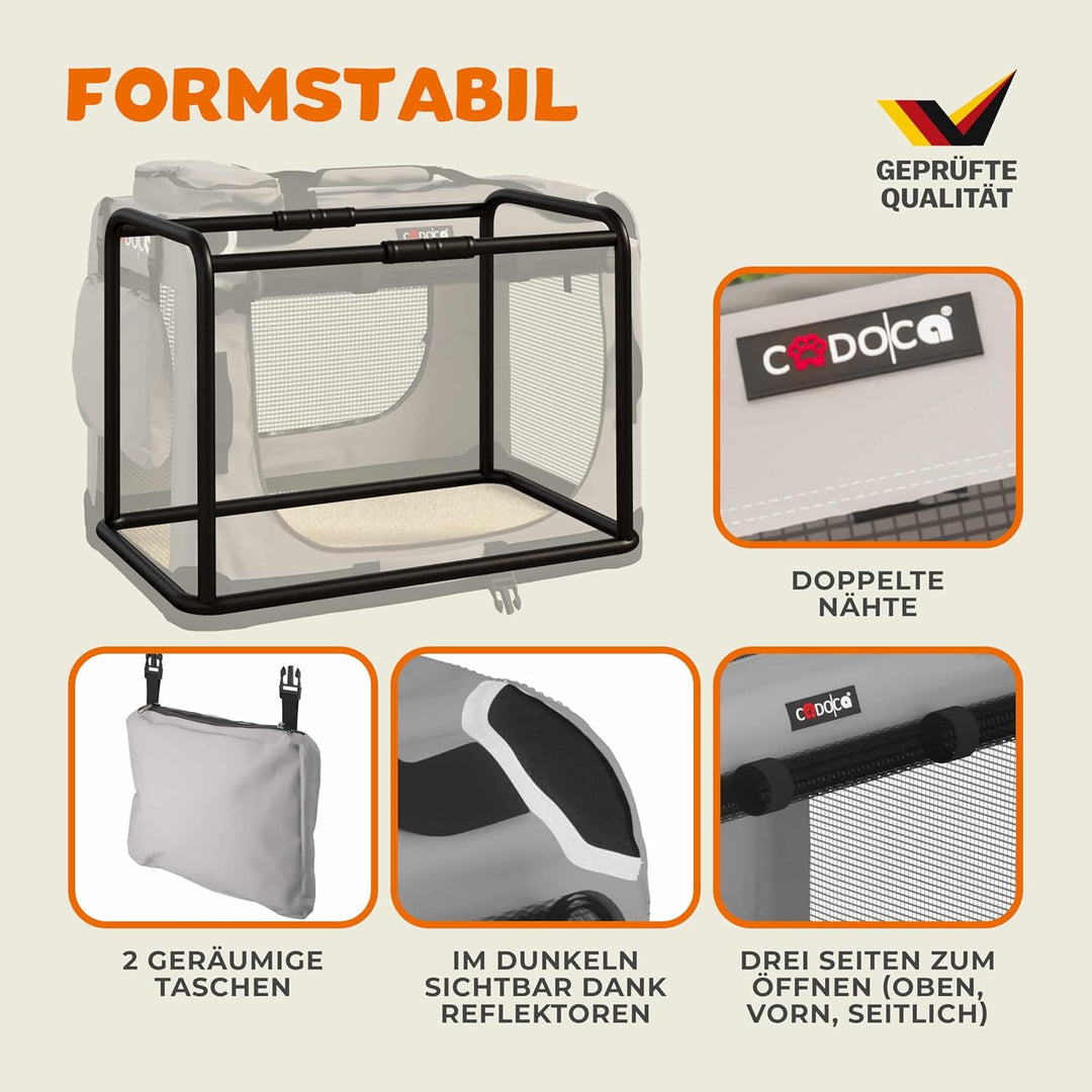 CADOCA® Hundebox faltbar Transportbox XL 82x56x58cm robust atmungsaktiv Transporttasche Auto Rückban