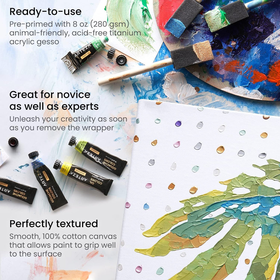 Arteza Leinwand Keilrahmen, 61 x 76.2cm, 6 bespannte Keilrahmen, 100% Baumwolle grundiert mit säuref