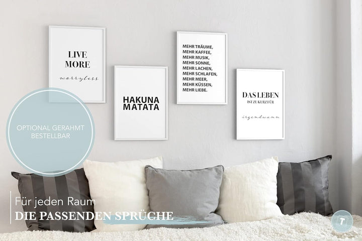 Papierschmiede® Premium Spruchposter Set 4er DIN A1, Motiv: Hakuna Matata, Keine Sorgen König der Lö