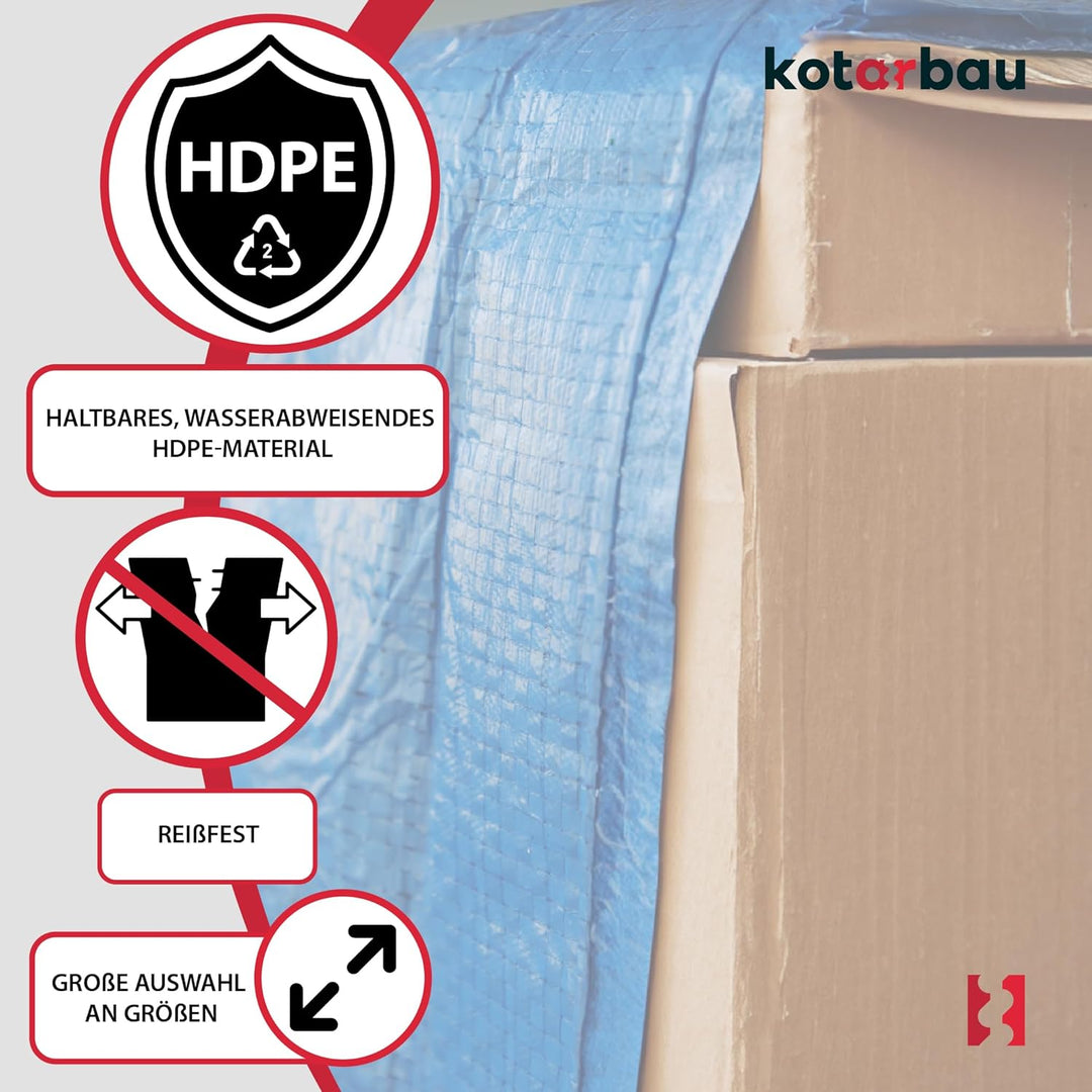 KOTARBAU® Gewebeplane 6x10 m Blau 75g/m2 Abdeckplane Verstärkten Ösen Schutzplane Bauplane Wasserdic