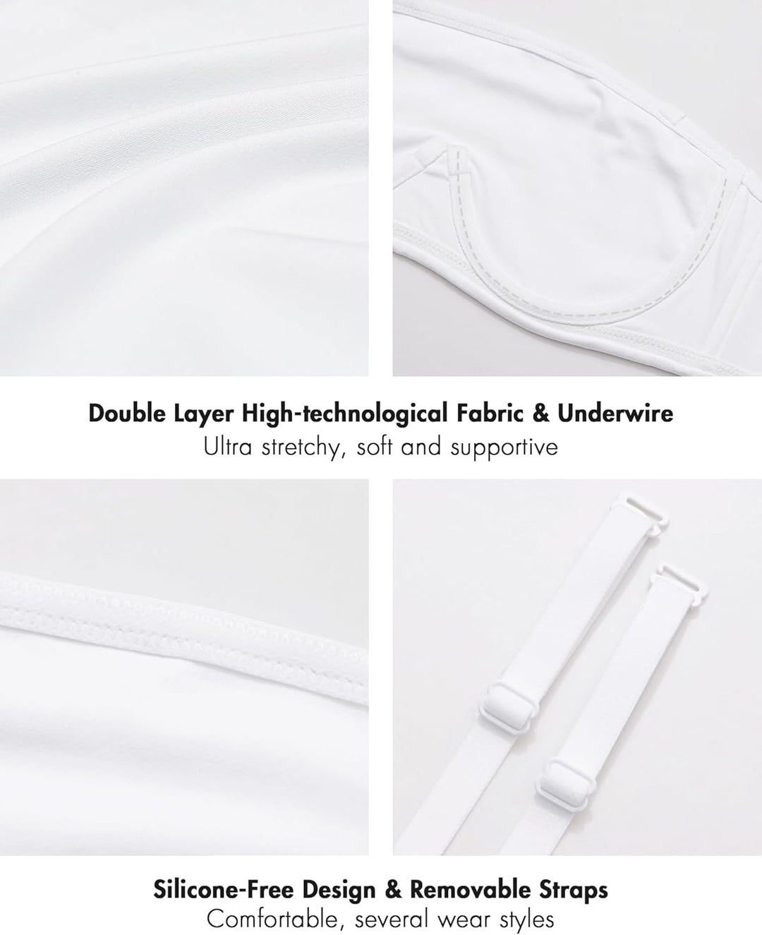 DELIMIRA Damen Trägerloser Bandeau BH Grosse Grössen Ungefüttert BHS mit Bügel und Abnehmbaren Träge