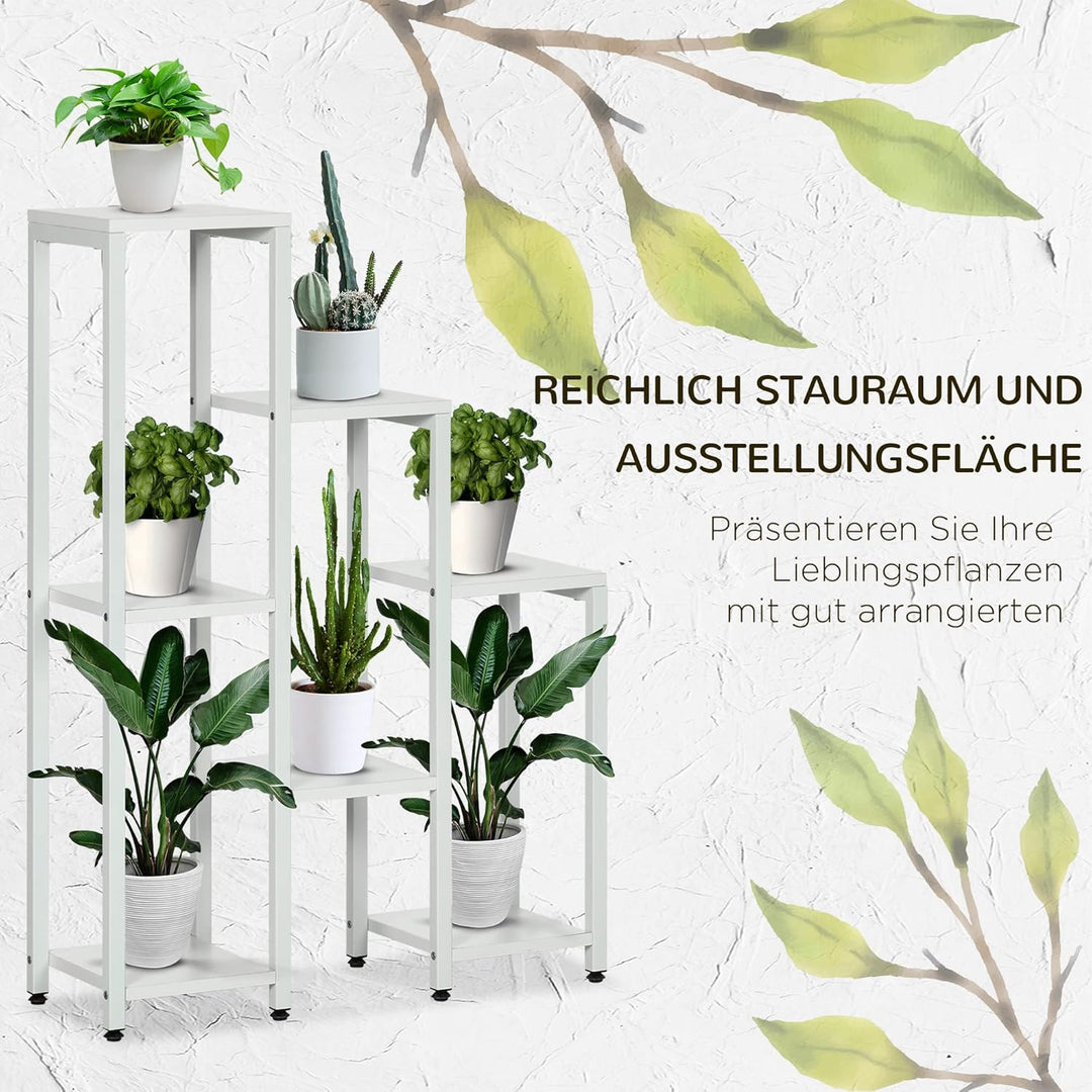 Outsunny Pflanzenständer mit 7 Ablagen Pflanzenregal Blumenständer Blumenregal Gartenregal für Wohnz