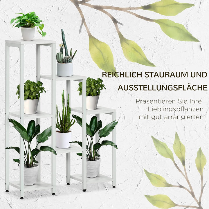 Outsunny Pflanzenständer mit 7 Ablagen Pflanzenregal Blumenständer Blumenregal Gartenregal für Wohnz