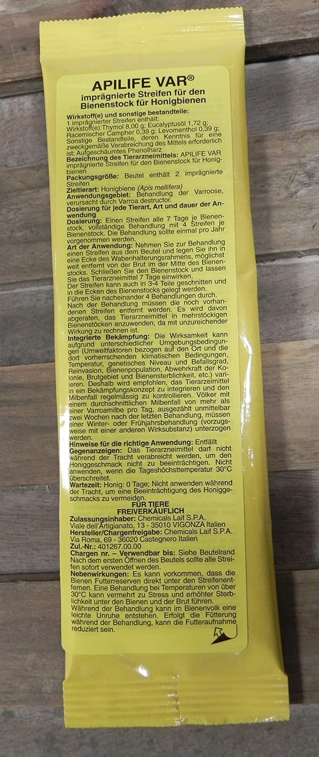 Apilife VAR 10 Pack a 2 Streifen Varroa Winterbehandlung Ableger Imker Imkerei Bienen