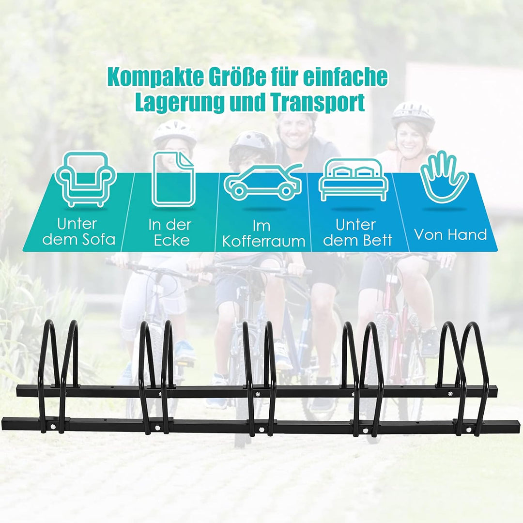 COSTWAY Fahrradständer Standparker Bodenständer Aufstellständer mit 4/5/6 Fahrrad Stellplätze, Mehrf