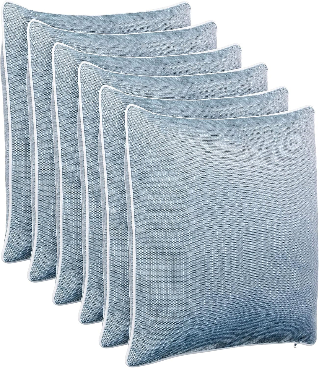 Brandsseller 6er Set Outdoor Kissen 45x45 cm – Wetterfeste Zierkissen mit Paspel in Walzoptik – Wass