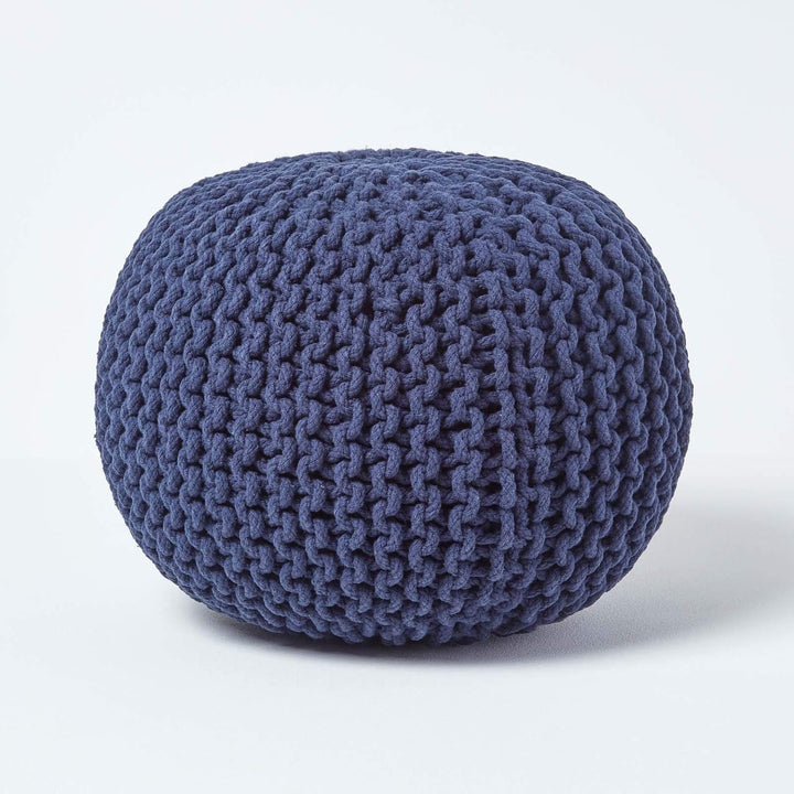 Homescapes Pouf Strickpouf rundes Bodenkissen, Sitzpouf 35 x 40 cm, gepolsterter Sitzhocker, Sitzpuf