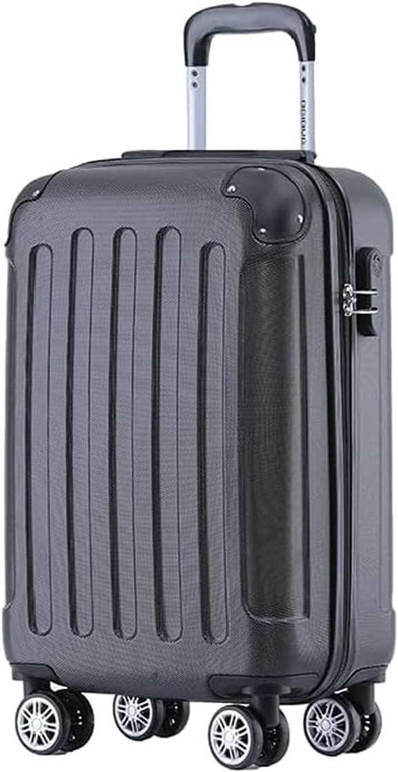 BEIBYE Hartschalen-Koffer Trolley Rollkoffer Reisekoffer Handgepäck 4 Rollen (M-L-XL-Set) (Schwarz,