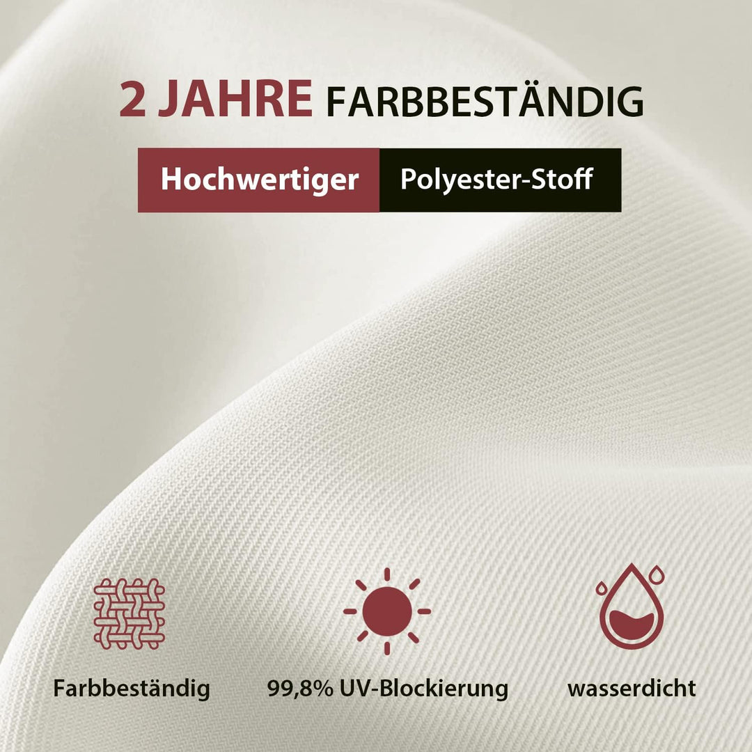 Sekeyยฎ 180cm Sonnenschirm | Gartenschirm fรผr Terrasse,Balkon & Garten,Windfest Kippbar Creme UPF 50+