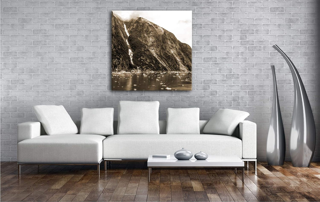 deyoli Tracy Arm Fjord in Alaska im Format: 70x70 Effekt: Sepia als Leinwandbild, Motiv auf Echtholz