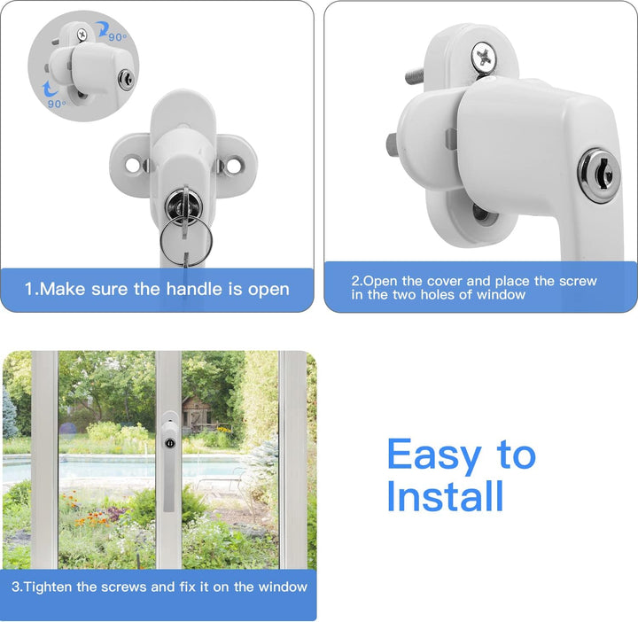 Tubiaz 4 Stück Abschliessbare Fenstergriffe,Fenstergriff Aluminium,Kindersicherung Fenstersicherung,