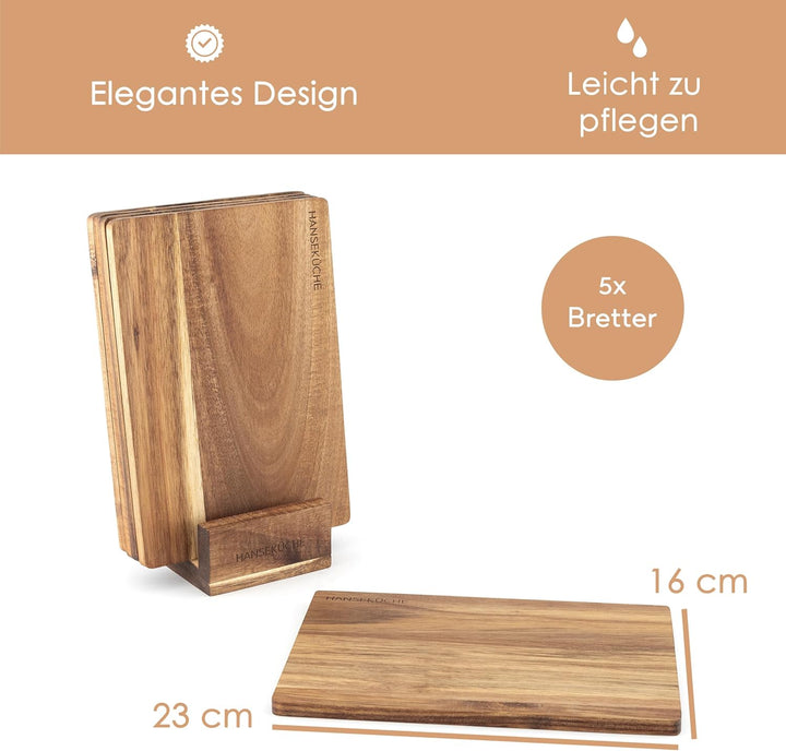 Hanseküche Schneidebrett Set – Hochwertige Schneidebretter – Holzbrett Küche gross mit Saftrille, Kü