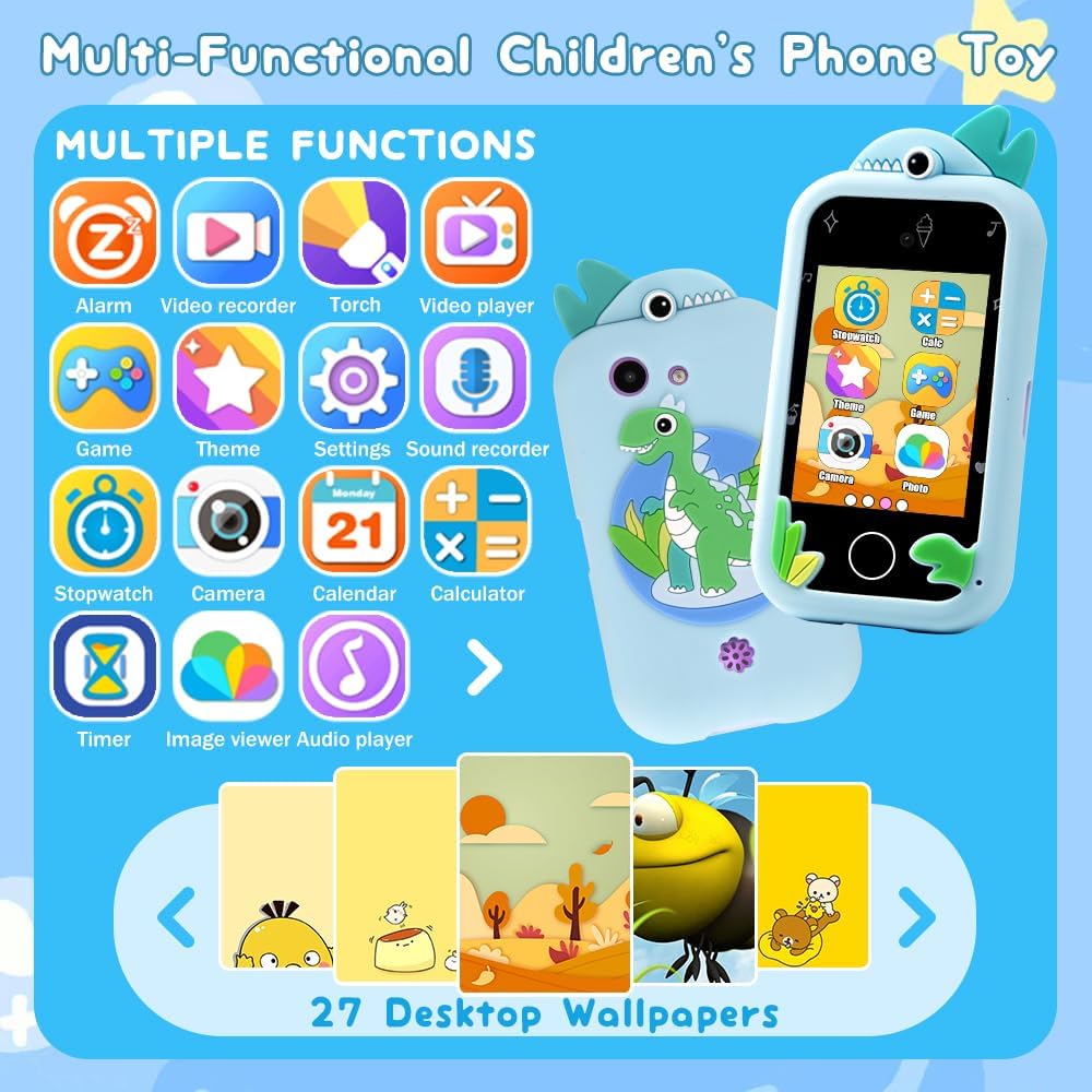 3T6B Kinder Handy Spielzeug,Kid Smartphone mit MP3-Player,Geschichtenerzählen,Selfie- und Videofunkt