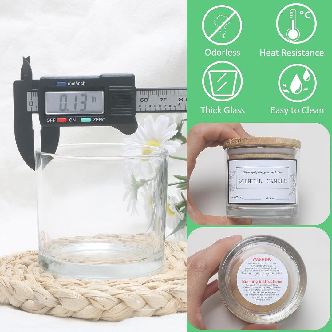 MILIVIXAY 20 Stück 118 ml Klarglas Kerzengläser mit Deckel und Kerzenherstellungs-Kits – Grosspackun