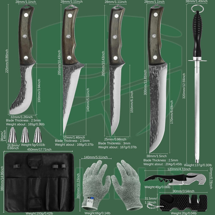 FULLHI 12pcs wood handle kitchen knife set (11pcs), 11pcs