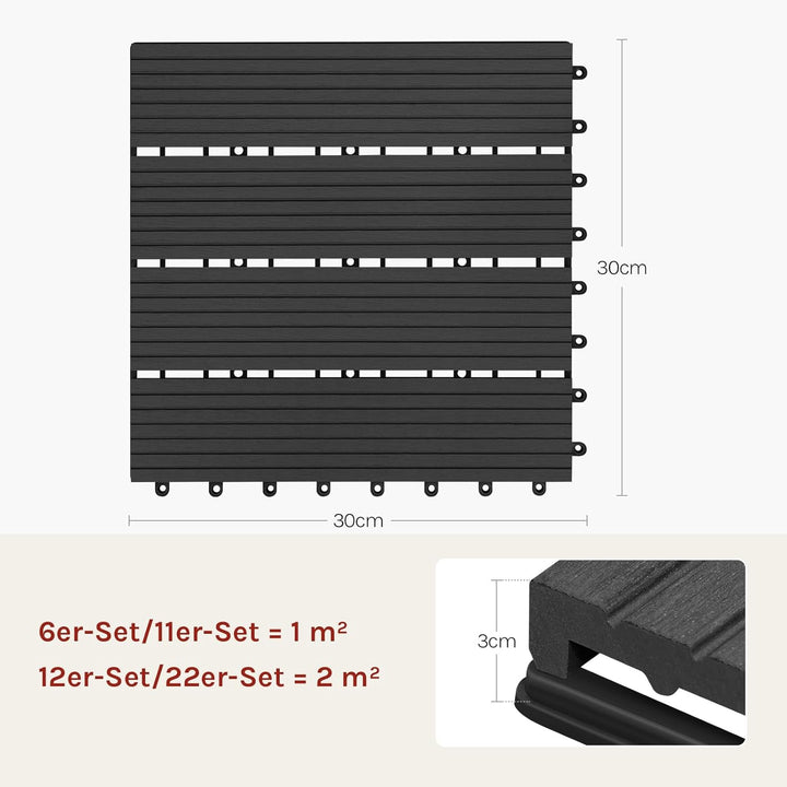 WOLTU GTF001an WPC Terrassenfliesen Terrassendielen Fliese in Holzoptik Bodenbelag mit klicksystem A