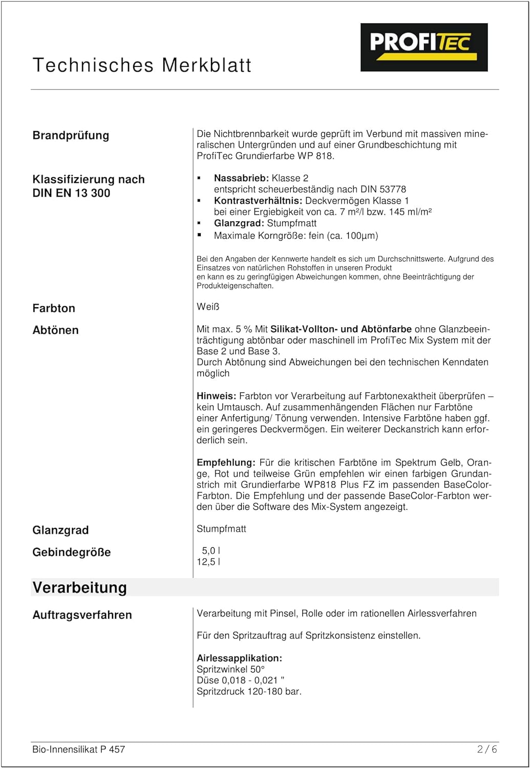 ProfiTec Bio-Innensilikat P457 Innenfarbe 5 Liter