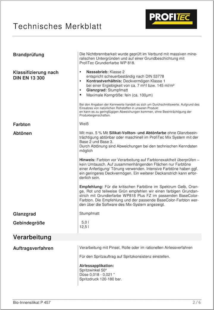 ProfiTec Bio-Innensilikat P457 Innenfarbe 5 Liter