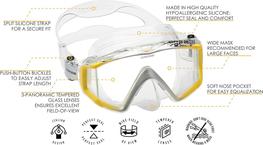 Cressi Liberty - Tauchen, Apnoe und Schnorchelmaske - Erhältlich in der Version mit Zwei/Drei Gläser