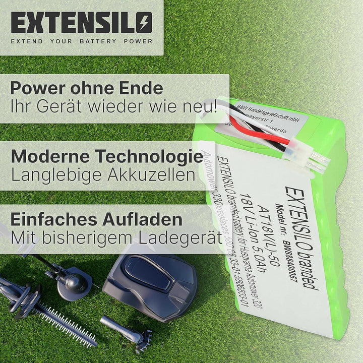 EXTENSILO Akku kompatibel mit Husqvarna Automower 420, 330X 2014, 330X 2015, 420 2016 Rasenroboter R