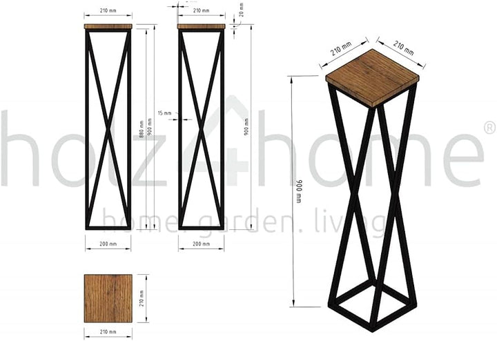 holz4home® Dekoständer-Set 3-tlg. in schwarz aus Massivholz Eiche I Hellgrau Geölt Gedrehte Streben