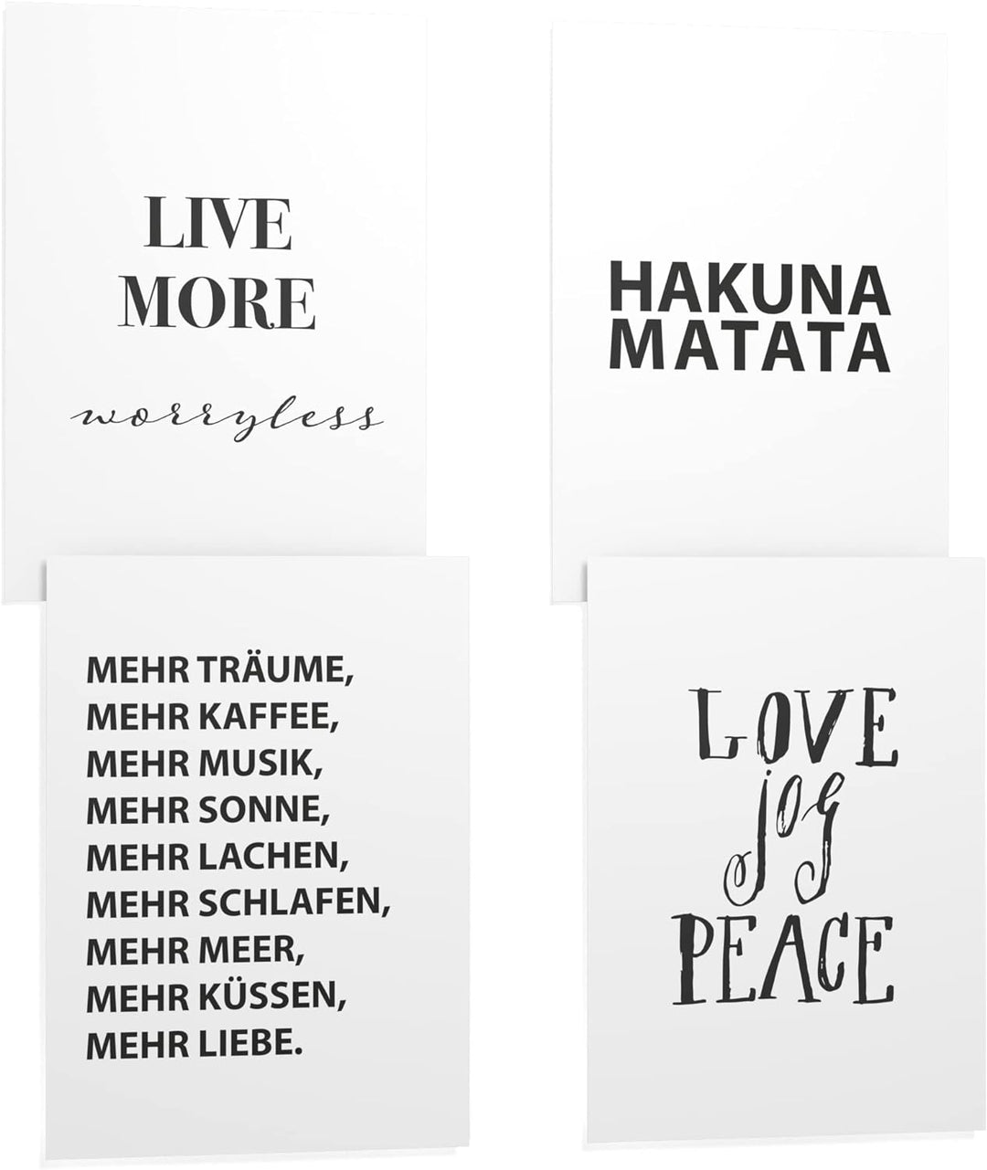 Papierschmiede® Premium Spruchposter Set 4er DIN A1, Motiv: Hakuna Matata, Keine Sorgen König der Lö