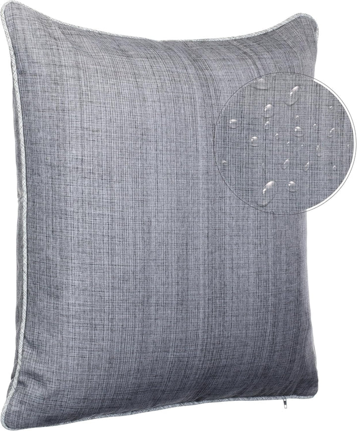 Brandsseller Kissen 2er-Set 45x45 cm Outdoor Garten Dekokissen mit Paspel - Leinenoptik Uni Schmutz-